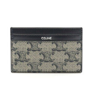Celine Triomphe Wallet Canvas Leather Beige Black